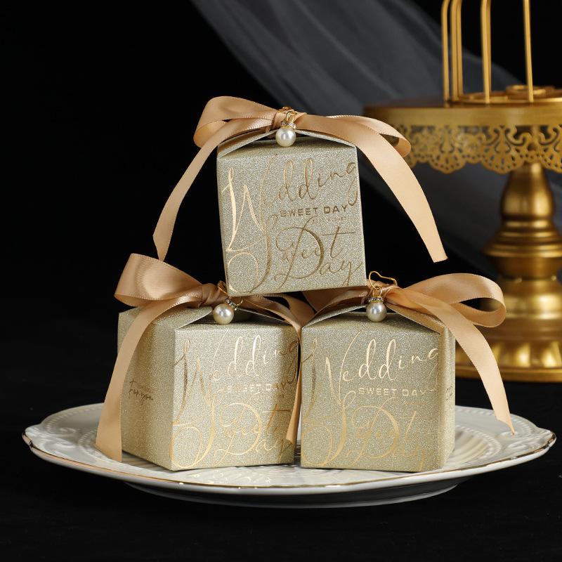 Elegantes Hochzeits-Süßigkeiten-Geschenkbox-Set - Hochwertige Hochzeits-Gastgeschenkboxen und -taschen