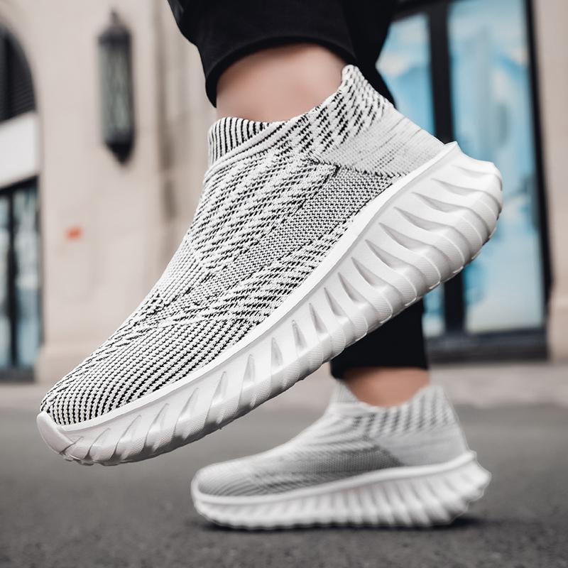 Fashion Couple Sock Shoes Breathable Socks Sneakers Knit Mesh Men's Jogging Walking Sneakers Unisex Lightweight Slip-on Loafers