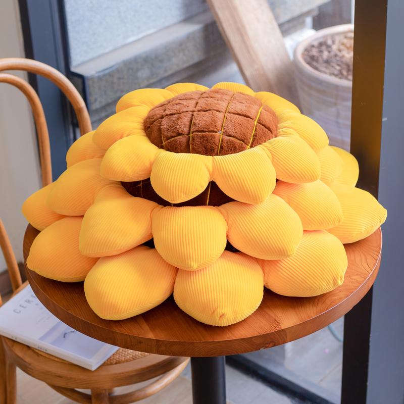 40/50/70CM Stuffed Sunflower Plush Plant Seat Cushion Flowers Decor Pillow Props Perfect For Sofa Chair Indoor Floor