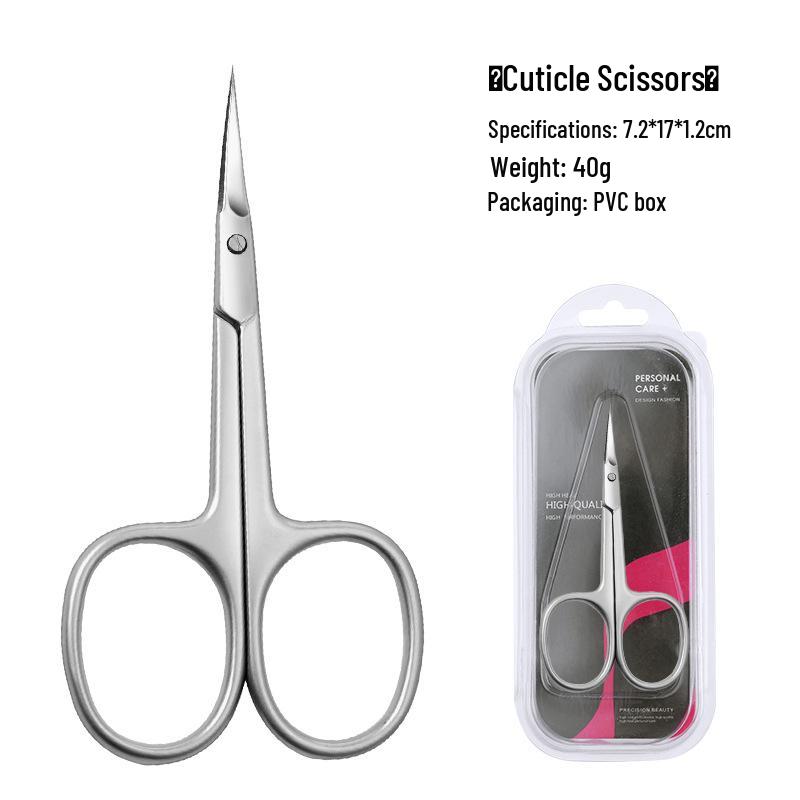 

Teiko Stainless Steel Cuticle and Eyebrow Trimmer with Curved Head Set