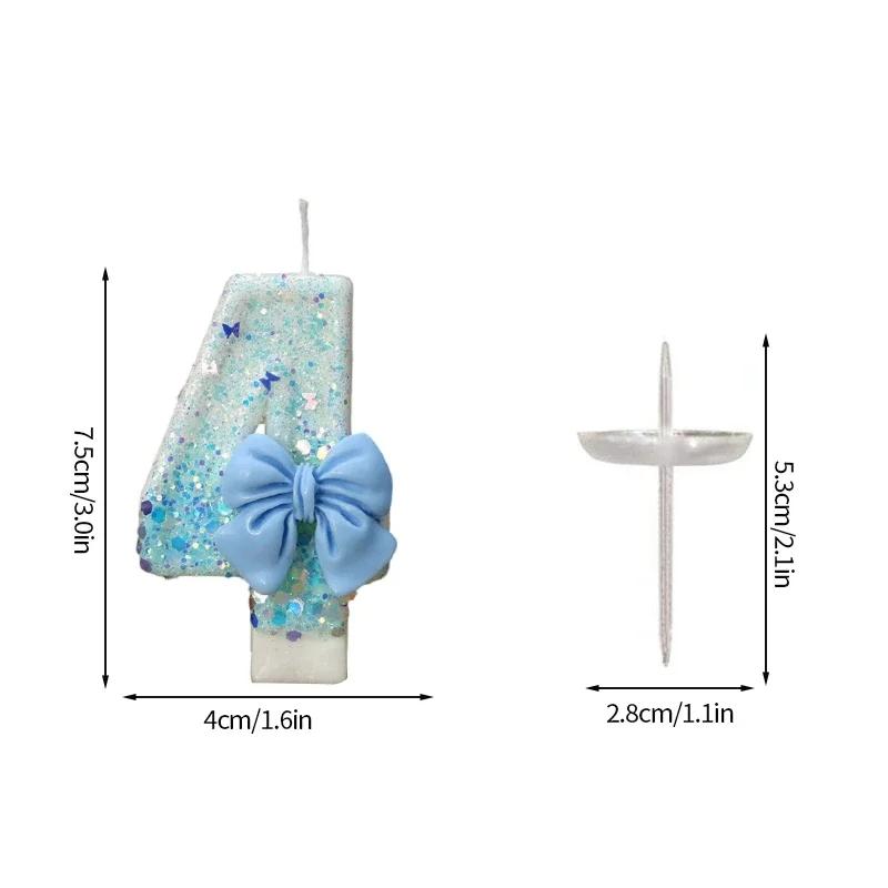 Bow Birthday Candles Number Candle Cake Candle Decoration Baby Shower Party Cake Topper Decor Anniversary Decor