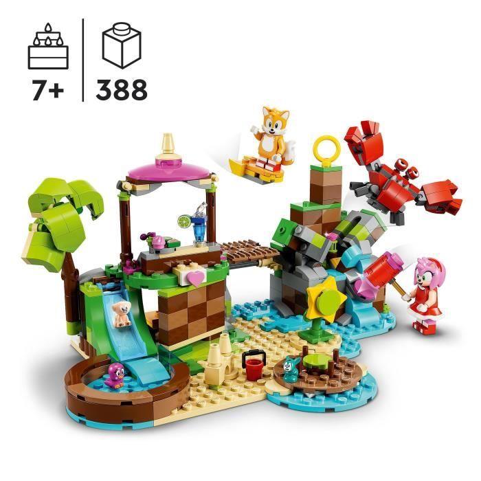 Lego® sonic the hedgehog 76992 l'île de sauvetage des animaux d'amy, jouet avec 6 figurines, pour enfants