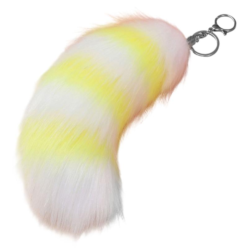 Plush Foxes Tail Keychain Soft And Cute Accessory Plush Keyring Decors For Bags Keys Or Home Decors 18cm Long