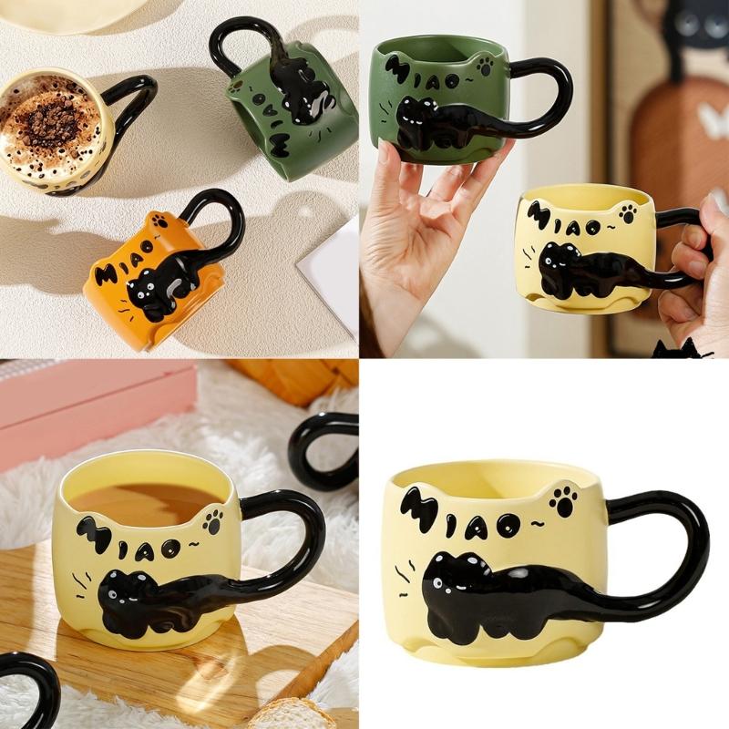 Black Cats Ceramic Mugs Heat Resistant to 1000C for Microwave Oven Use with Insulated Handle and Dishwasher Safe
