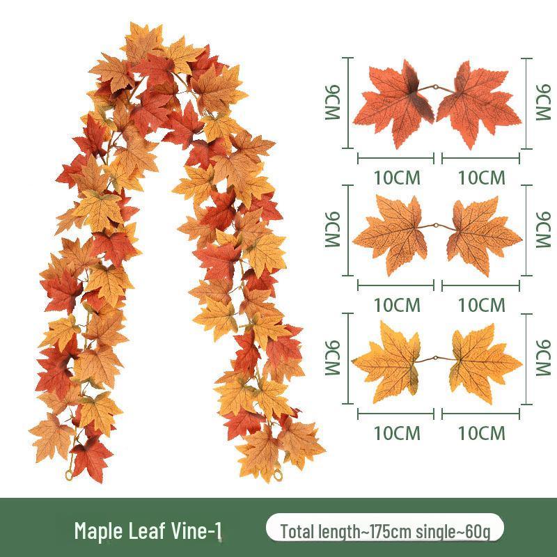 Autumn Decorative Artificial Green Maple Leaf Wall Hanging for Halloween and Christmas