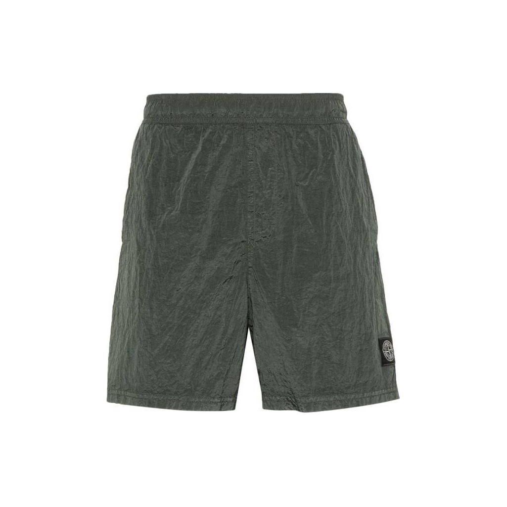 Stone Island SS24 Temperatuurbestendige Effen Kleur Elastisch Logo Casual Shorts Heren shorts Mosgroen 8015B0943-V0059 M