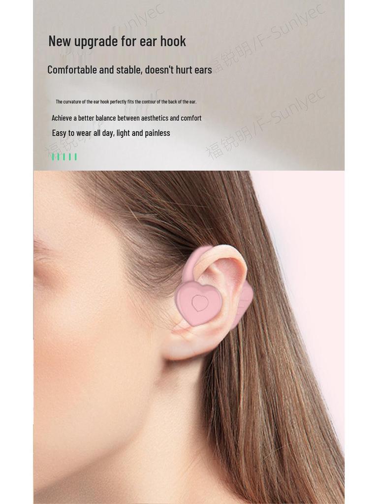 Heart-Shaped Bluetooth 5.3 Wireless Earphones with Low Latency & Ear-hook Design for Gaming