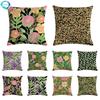 Garden Green Plant Oil Painting Cushion Cover Rose Flower Pillow Cover Linen Chair Home Decoration Pillow Case 45X45Cm
