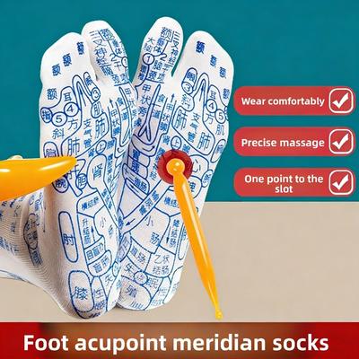 Akupunktur-Socken, Fußtherapie, Fußsohlenmassage, Akupunktur-Socken für die Füße, Meridiane des menschlichen Körpers, Diagramm der Akupunkturpunkte der Fußsohle