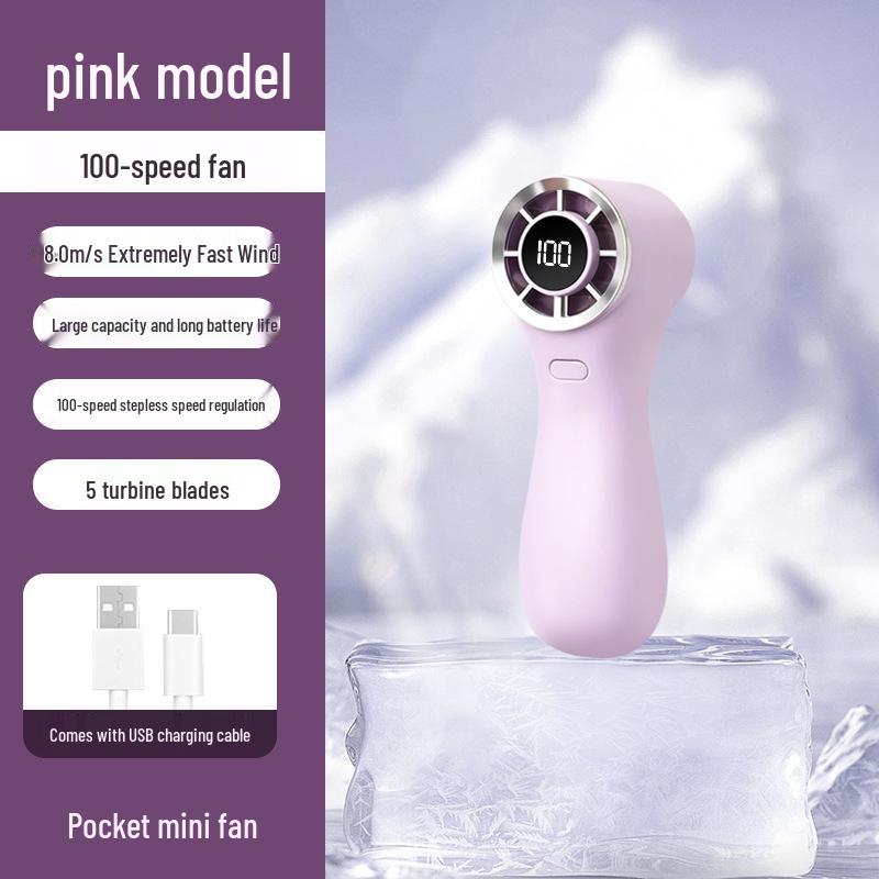 

Wow-oh 100-Speed Digital Display Handheld Mini Fan - USB Rechargeable, Silent Operation, Long Battery Life 43*41*124 mm