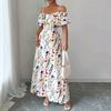 2026 Europe and the United States hot-selling new floral suspender dress irregular split waist thin holiday style