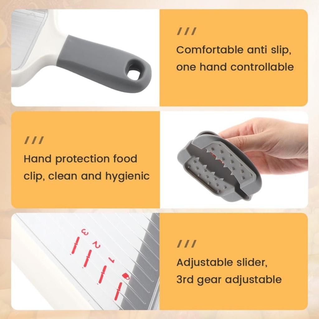 Vegetable Grater Cucumber Slicer - Multi Handheld Mandoline Slicer with Adjustable Stainless Steel Blade - Cheese Grater