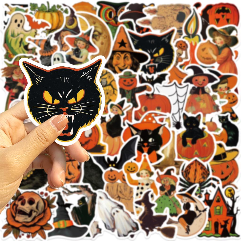 52pcs Halloween Waterproof Stickers Cartoon Graffiti for Phone Laptop Guitar Kids Party Decor Toys
