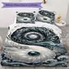 B&W Tai Chi Pattern Bedding uilt Set uilt Cover Pillowcase Home Decoration Birthday Gift (1 * duvet cover + 2 * pillowcase  without core)103
