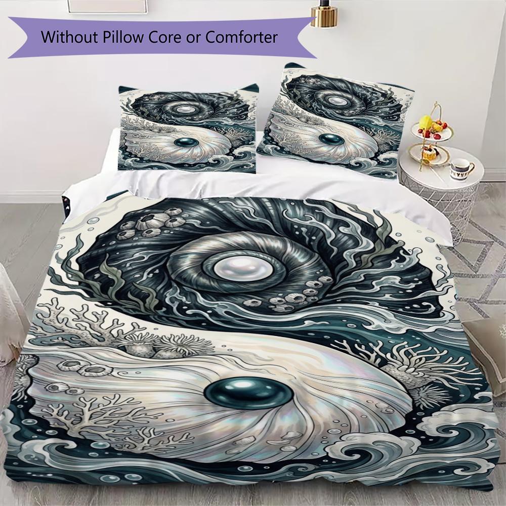 B&W Tai Chi Pattern Bedding uilt Set uilt Cover Pillowcase Home Decoration Birthday Gift (1 * duvet cover + 2 * pillowcase without core)103