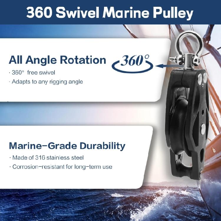 35mm/50mm Lifting Single Pulley Roller,304 Stainless Steel Single Wheel Pulley Lifting Rope Pulley Block for Kayaks