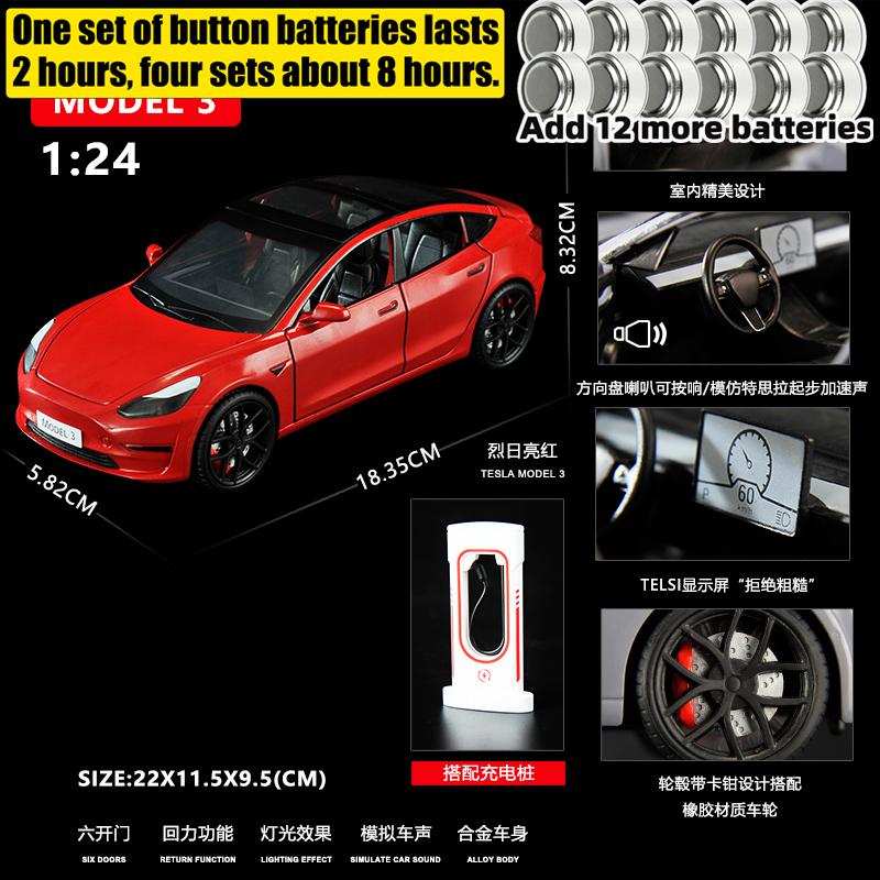1:24 Model 3 Premium Electric Sedan Alloy Metal Diecast Model Car Home Decoration And Computer Desktop Ornaments Holiday Present