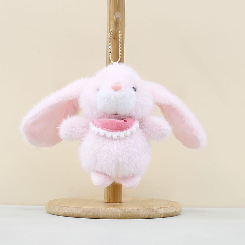 

Bunny Bib Cute Keychain Cartoon Girl Backpack Decorative Pendant Gift Dolls розовый