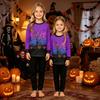 Family Matching Halloween Print Pajama Set Long Sleeve Top and Pants for Women and Kids