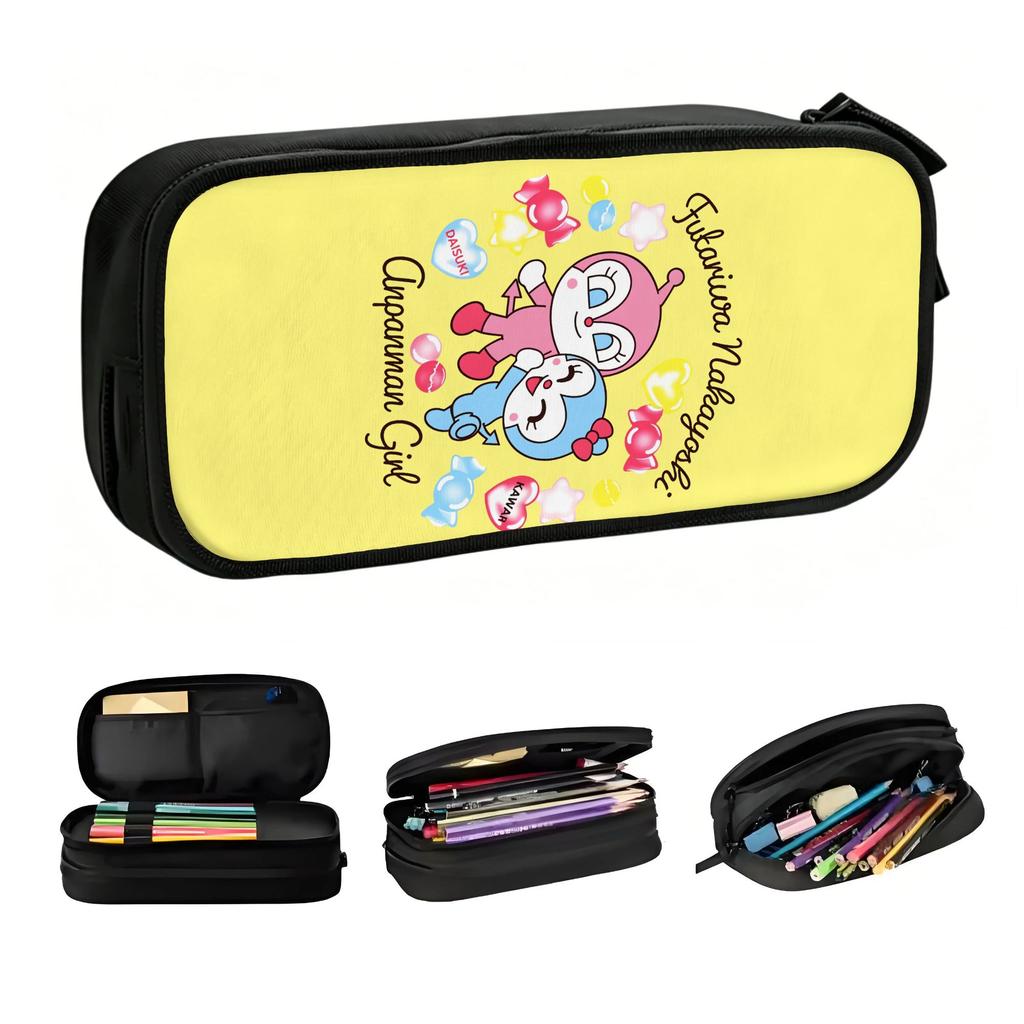 Cute Superhero Anime Anpanman Pencil Case for Boys Girls Large Storage Cartoon Pencil Pouch Stationery