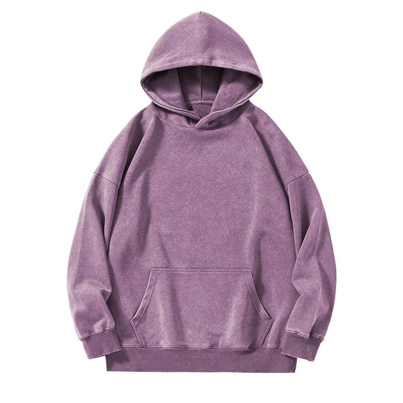 Retro Tie-Dye Distressed Velour Cotton Unisex Hooded Sweatshirt, 350g