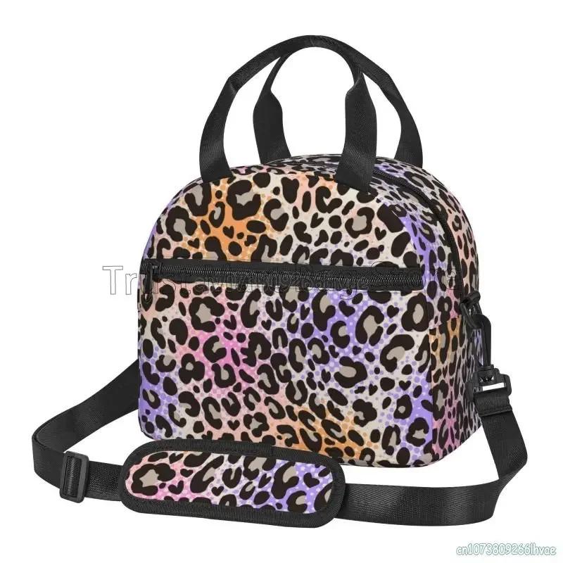 Leopard Print Insulated Lunch Box Cheetah Pink Cooler Tote for Work Office School Picnic Reusable Waterproof Thermal Lunch Bag