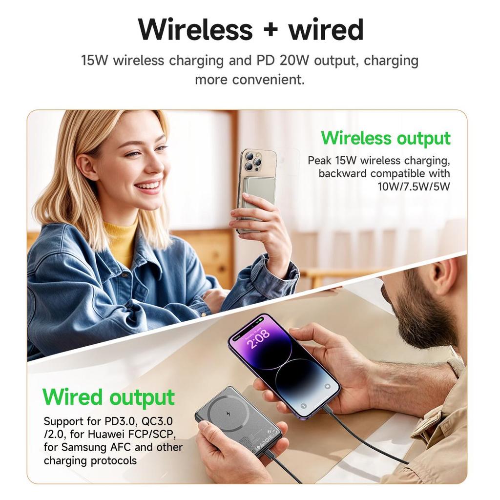 Hoco Q26A 10000mAh 15W Magnetic Wireless Power Bank with PD20W output Fast Charging, Compatible with MagSafe