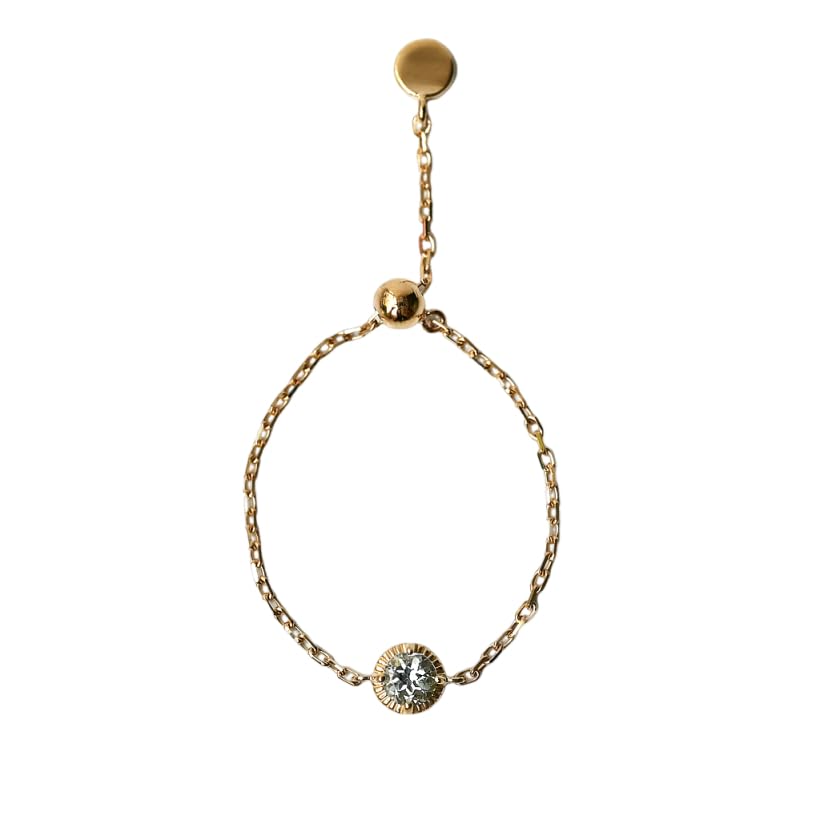 Soi March Birthstone Chain Ring with Aquamarine Yellow Gold One Size Fits Authentic Natural Stone Perfect for or as a Gift (10K / All) - Jewelry,