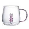 Cartoon-Tierform-Glas, niedlich, aus Borosilikatglas, einlagig, für das Wohnzimmer mit Gästen, Saftbecher für kalte Getränke