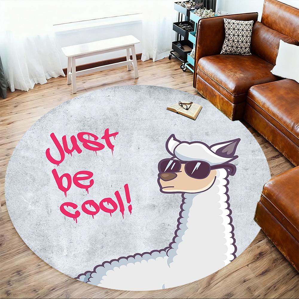 1pc llama cool Round Chair mat Area Rug - Non-Slip, Floor Mat for Office, Bedroom, and Indoor Decor c1118064