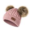 Knitted Baby Toddler Hat Soft Warm Winter Beanie with Folded Brim and Double Pom Poms Suitable for Boys and Girls