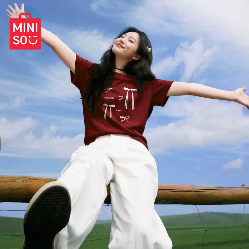 

Женская хлопковая свободная футболка с коротким рукавом MINISO S