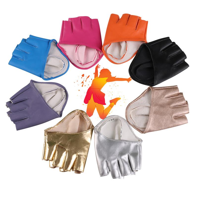 New Half finger Leather Gloves European and American Women's Half Palm Gloves Stage Nightclub Pole Dance Performance Half Finger Gloves