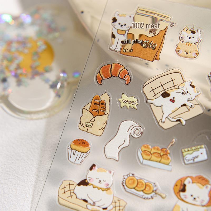 SKY 6D Embossed Cartoon Kitten Baguette Party Decorative Stickers