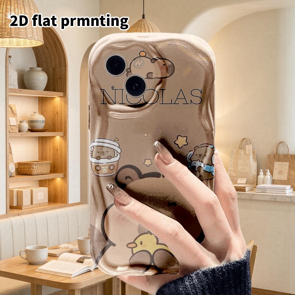 Phone Case: 2D Flat Design Suitable for iPhone 18 17 16 15 14 13 Pro Film Protective Case, Couple Style, Mini Capybara, Christmas and Halloween Gifts