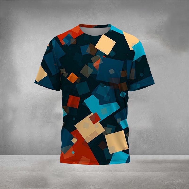 

3D Printed Geometry Sports T-Shirt For Men Fashion Personality Pattern Tees Summer Loose O-Neck Tops Short Sleeves T Shirts S
