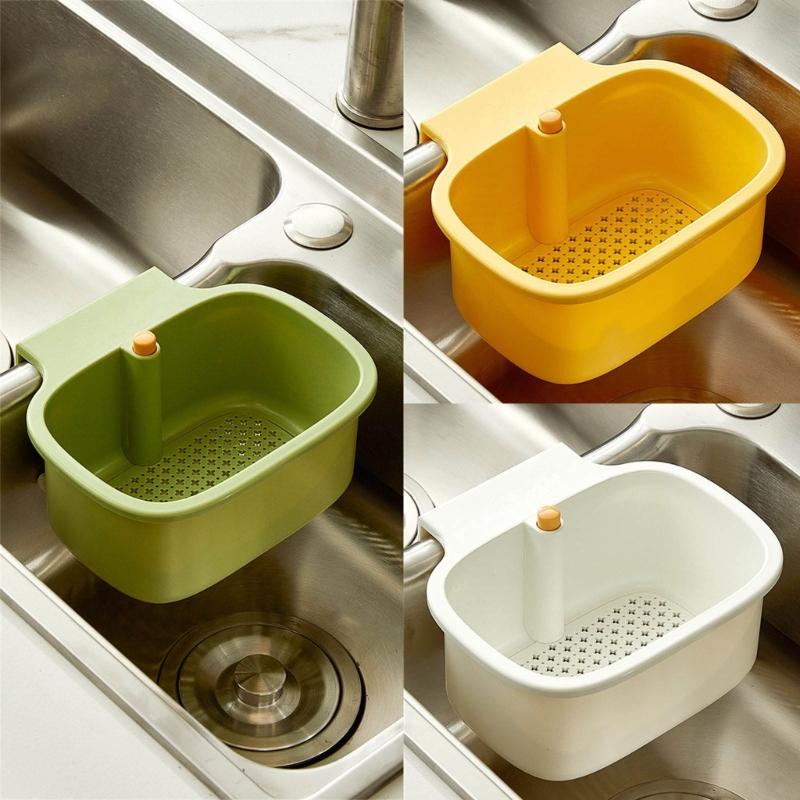 Space Efficient Sink Strainer Press Dumping Drain Basket Compacts Kitchen Storage Tray Plastic Food Catchers Organizers