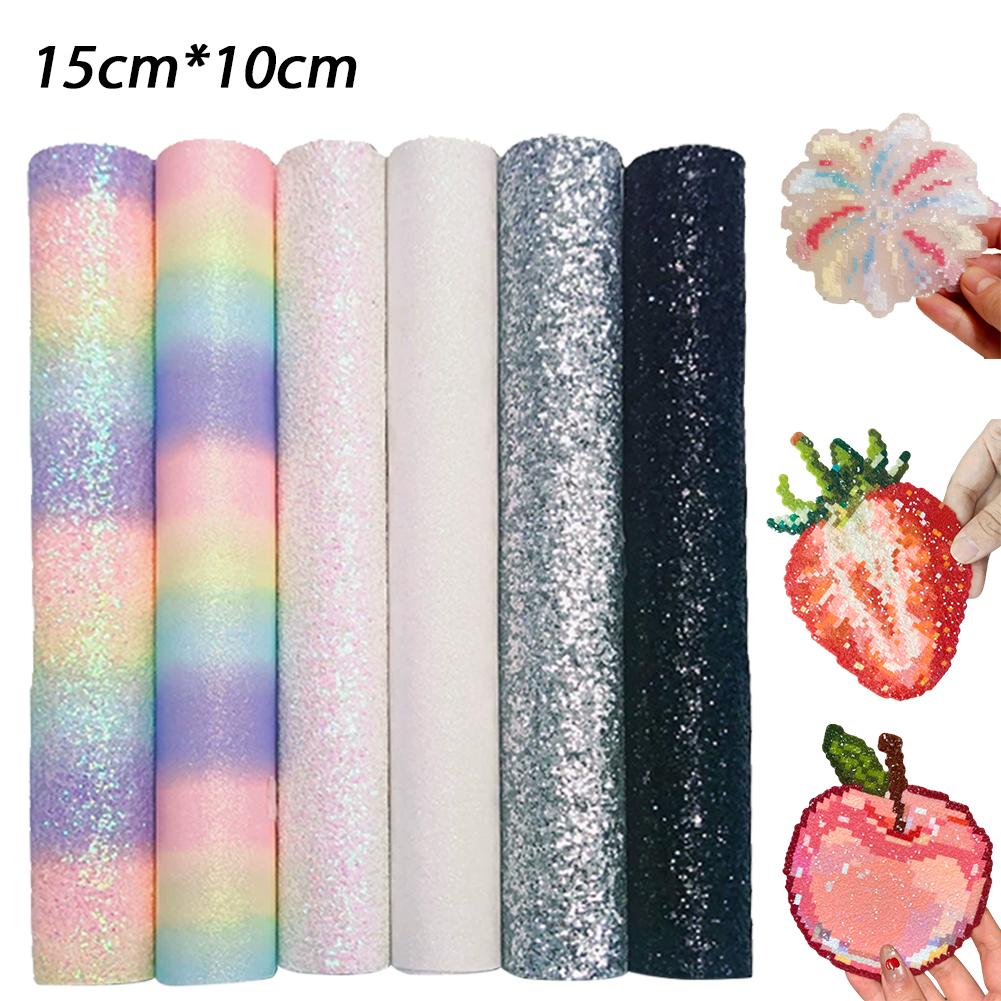 

6pcs Sparkling Pink Paper Rainbow Glitter Cloth Hot Bean Baking Paper Ironing Cloth Material Pack