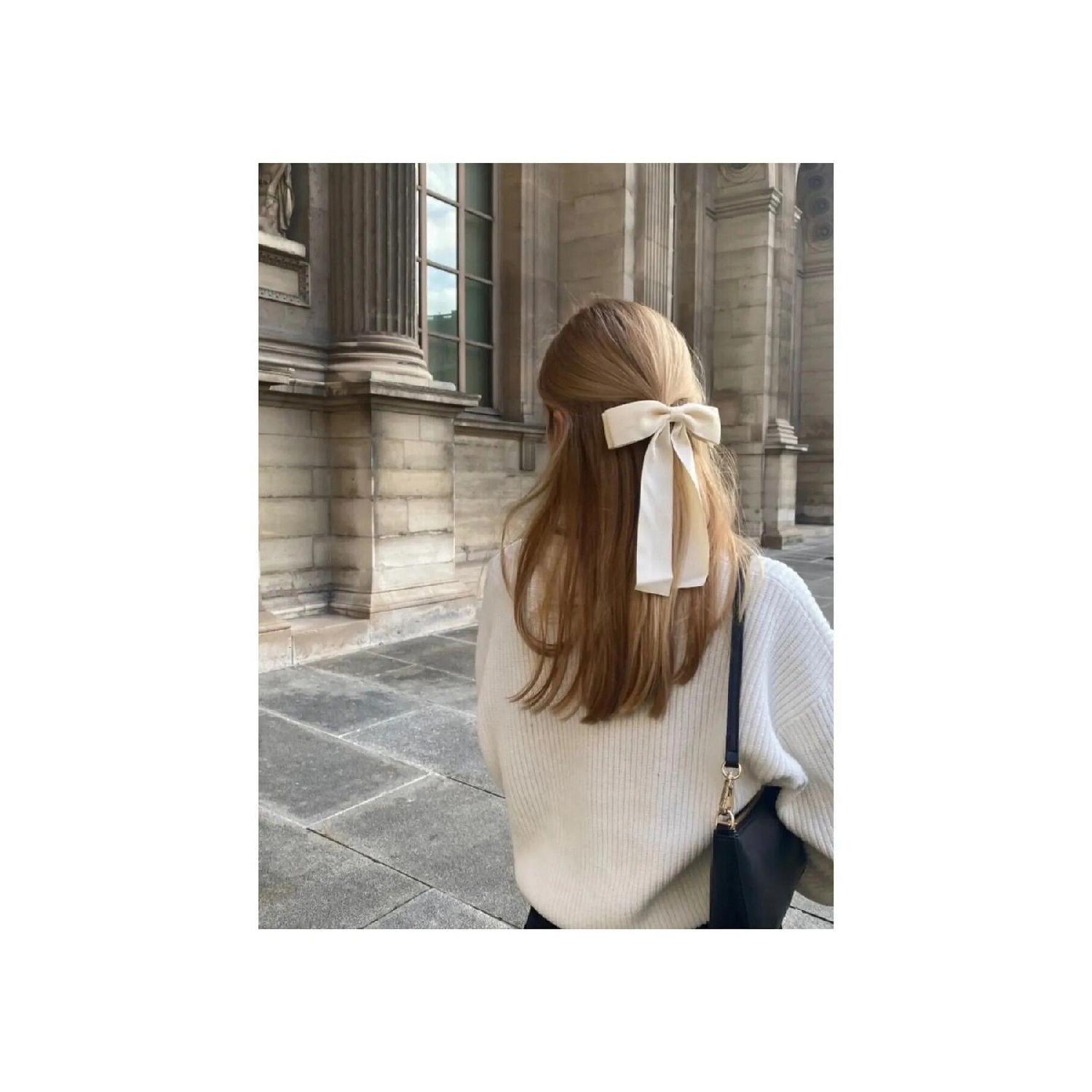 

Жіночий бантик з атласної стрічки, автоматична пряжка