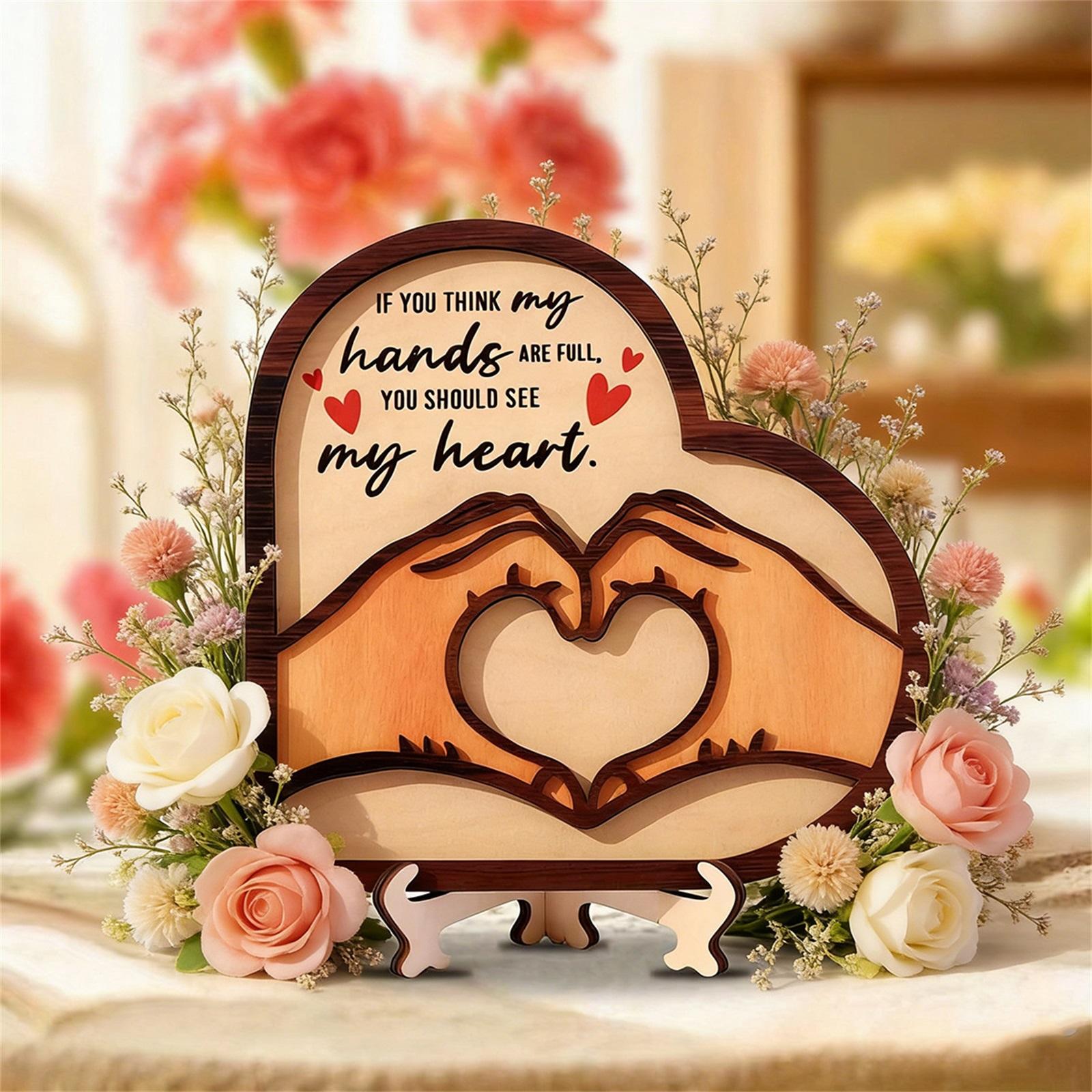 

Душевное настольное украшение ко Дню матери, Двухслойное 3D деревянное настольное украшение с подставкой, Декор для дома one size