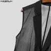 INCERUN Men Lapel Sleeveless Buttons Stitching  See Through Mesh Sheer Waistcoats