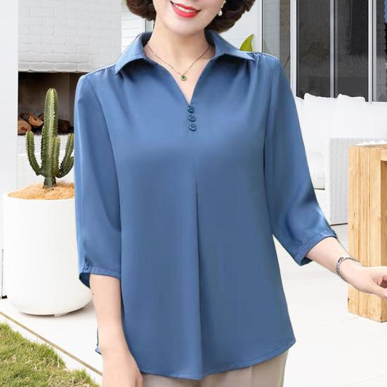 Yousheng Damska Koszula Zapinana na Guziki Klapa Pół Rękawa Pulowerowe Bluzki Jednolity Kolor Luźny Krój Oddychająca Lekka Koszula Do Noszenia na Co Dzień