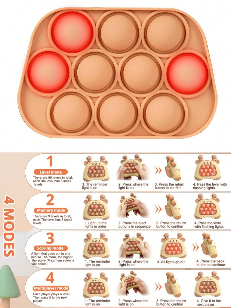 Bubble Pop Push Fidget Toys Children Handheld Quick Press Game Adult Squeeze Stress Relief Sensory Light-Up Whac-A-Mole Toys