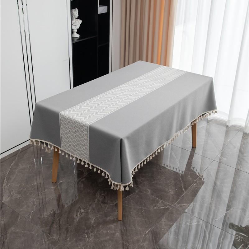 Polyester Jacquard Wavy Fringed Tablecloth Rectangular Coffee Table Dining Table Cloth Cover Lace