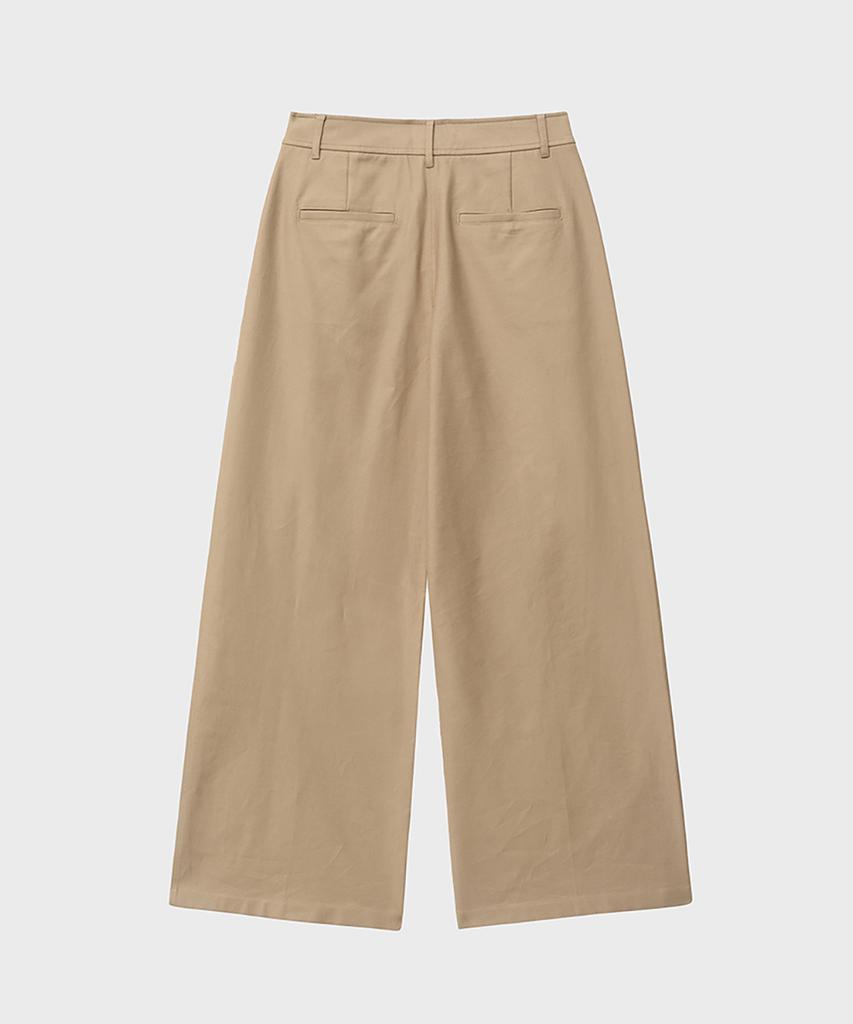 NOIRER FOR WOMAN Heavy Chino One-Pleat Wide Pants (Beige)