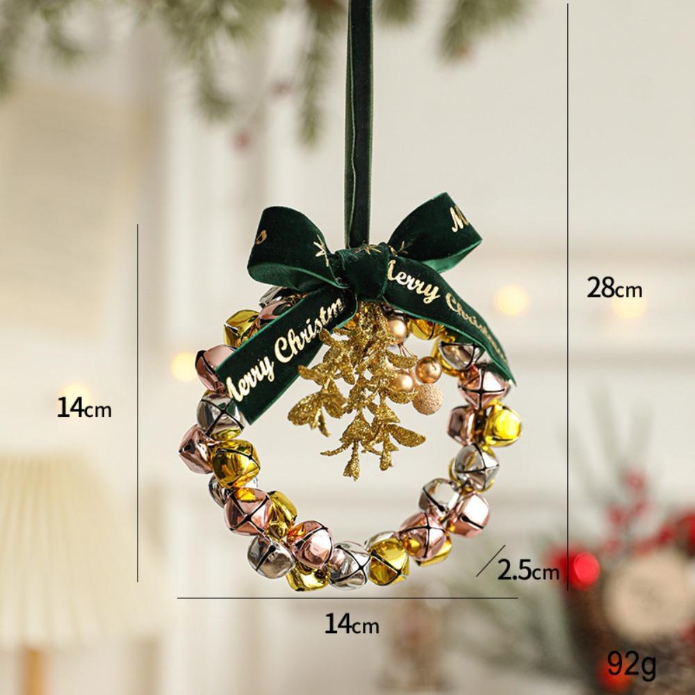 Wreath Christmas Chime Bell Red Pine Cone Bell Pendant Christmas Velvet Bow Bell  Xmas Decor