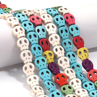 1 Strand Natural Turquoise Stone Beads Flat Ghost Head Shape Loose Beads DIY Bracelet Necklace Jewelry Making Accessories