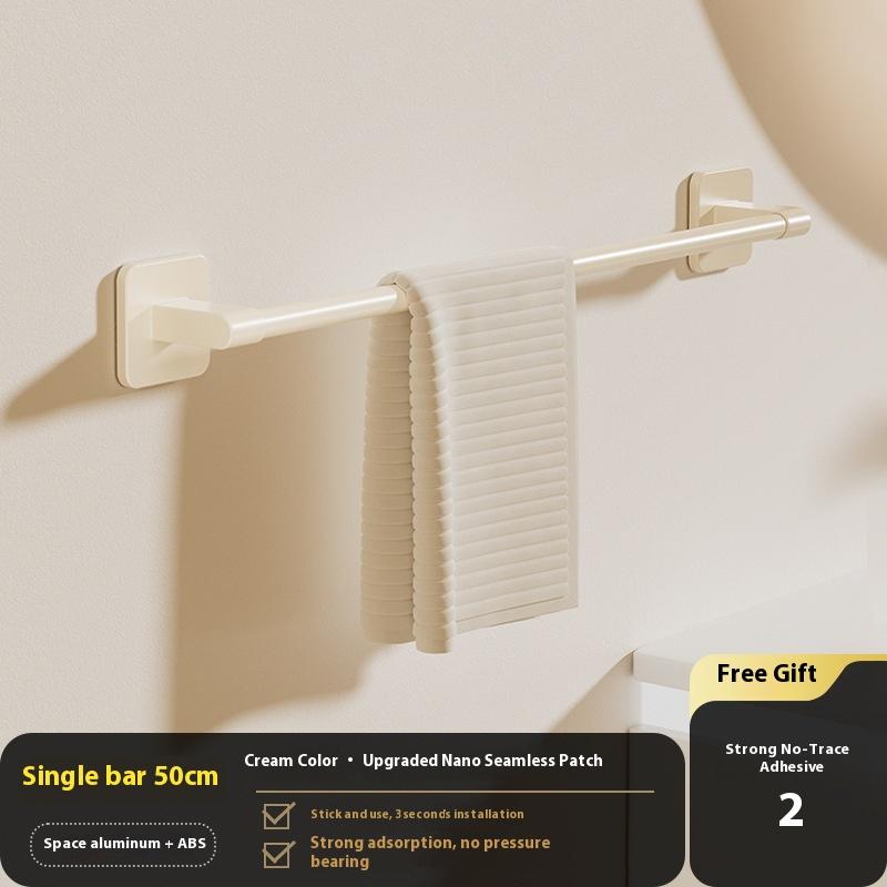Two Layer Punch-Free Towels Holder Bar Bathroom Storage Rack Towel Rack Organizer Wall-Mounted Towel Shelf