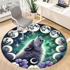 1pc Moon Wolf Office Round Area Rug, Under Office Chairs Bedroom Living Room Home Decor, Room Deco