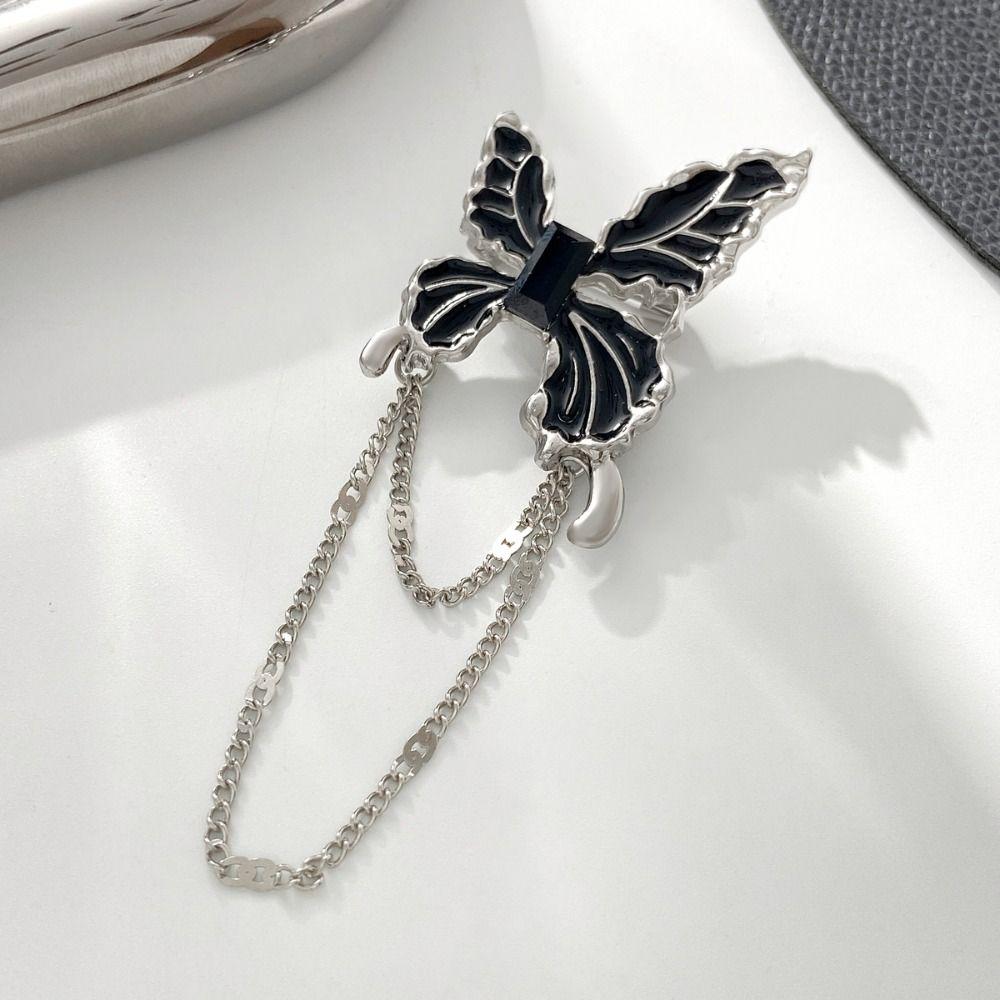 1Pair Wing Black Butterfly Brooch Decoration Butterfly Tassel Badge Pin  Suit Accessory